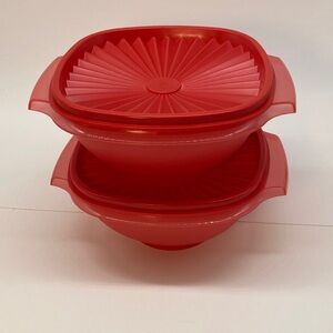 Red Kitchen Storage Bowls Set of 2